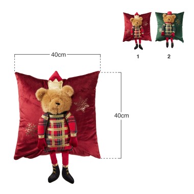 Almofada Natal Imagem Urso Sortido 40X40cm