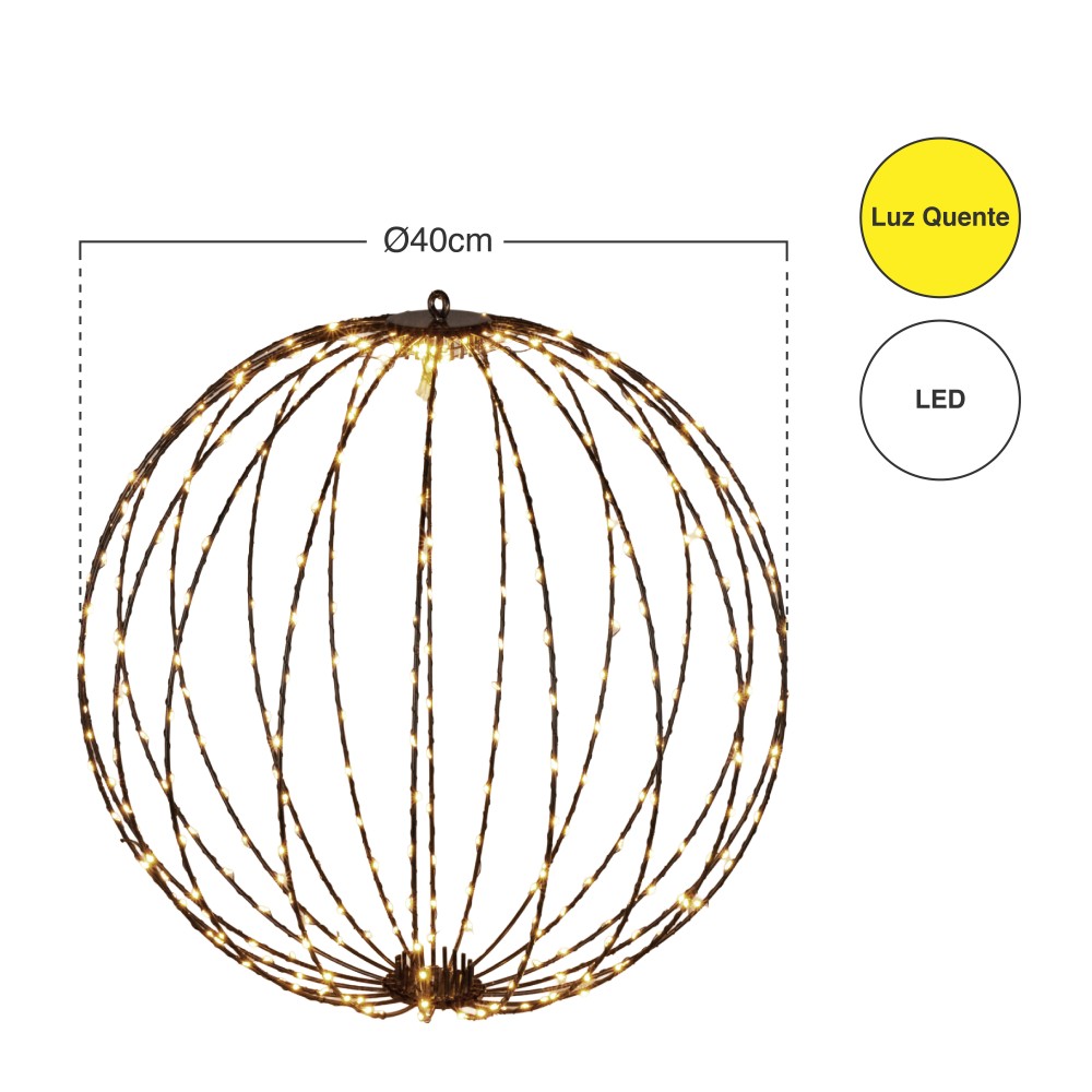 Bola com 240 Led Luz Quente 40cm