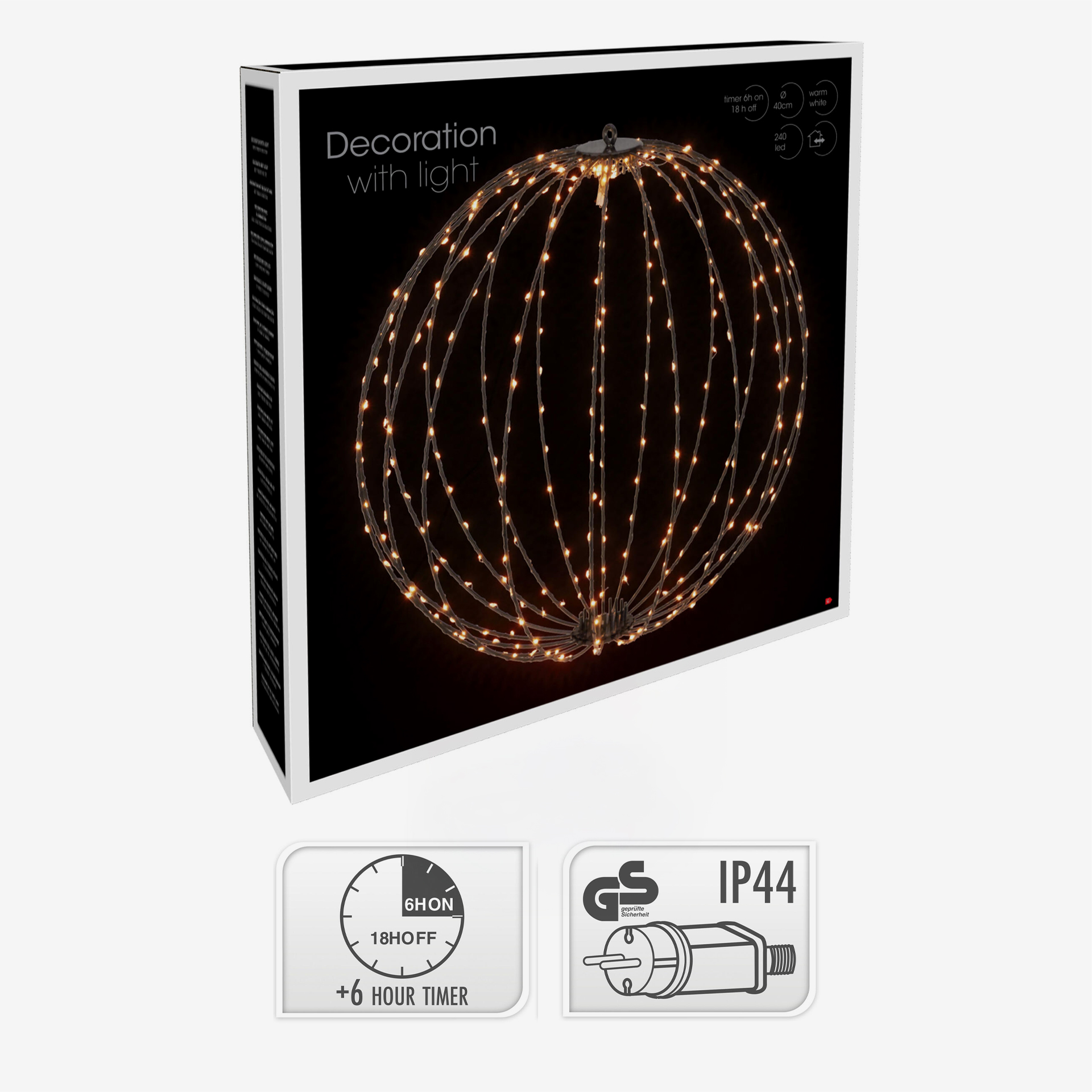 Bola com 240 Led Luz Quente 40cm