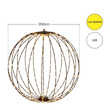 Bola com 240 Led Luz Quente 40cm