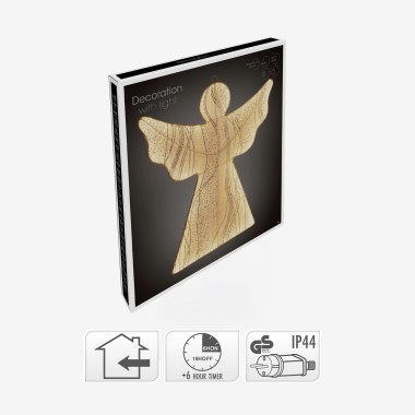 Anjo Metal com Led Dourado 48cm