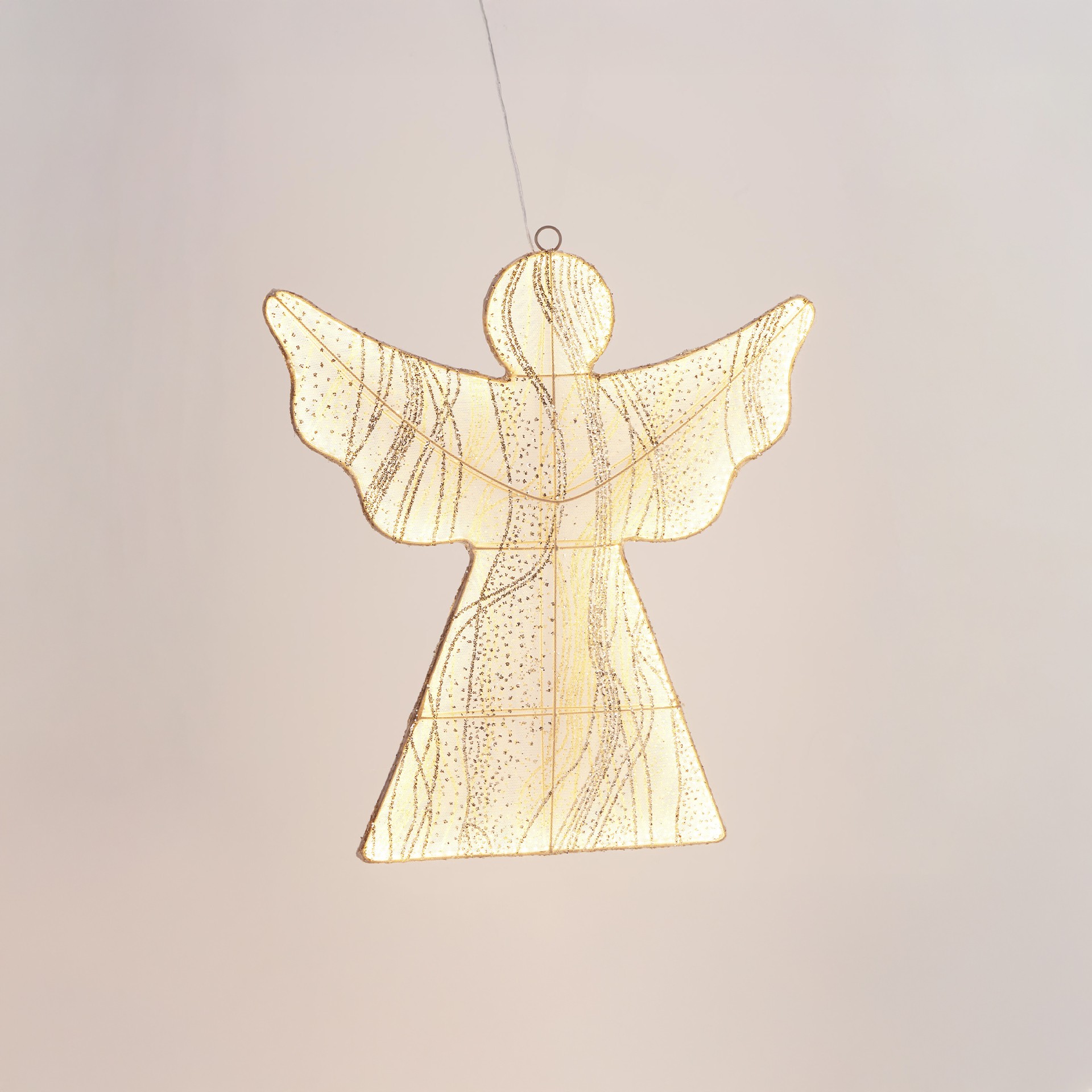 Anjo Metal com Led Dourado 48cm
