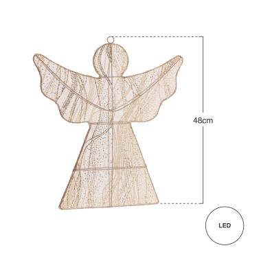 Anjo Metal com Led Dourado 48cm