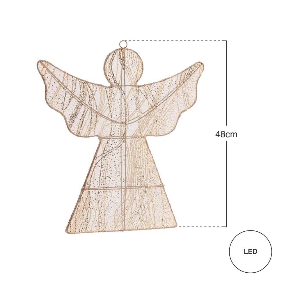 Anjo Metal com Led Dourado 48cm