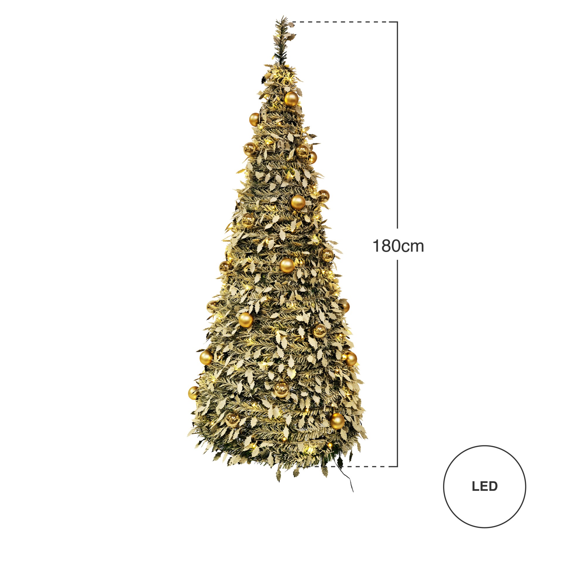 Árvore Natal Pop Up com Led Dourado 180cm
