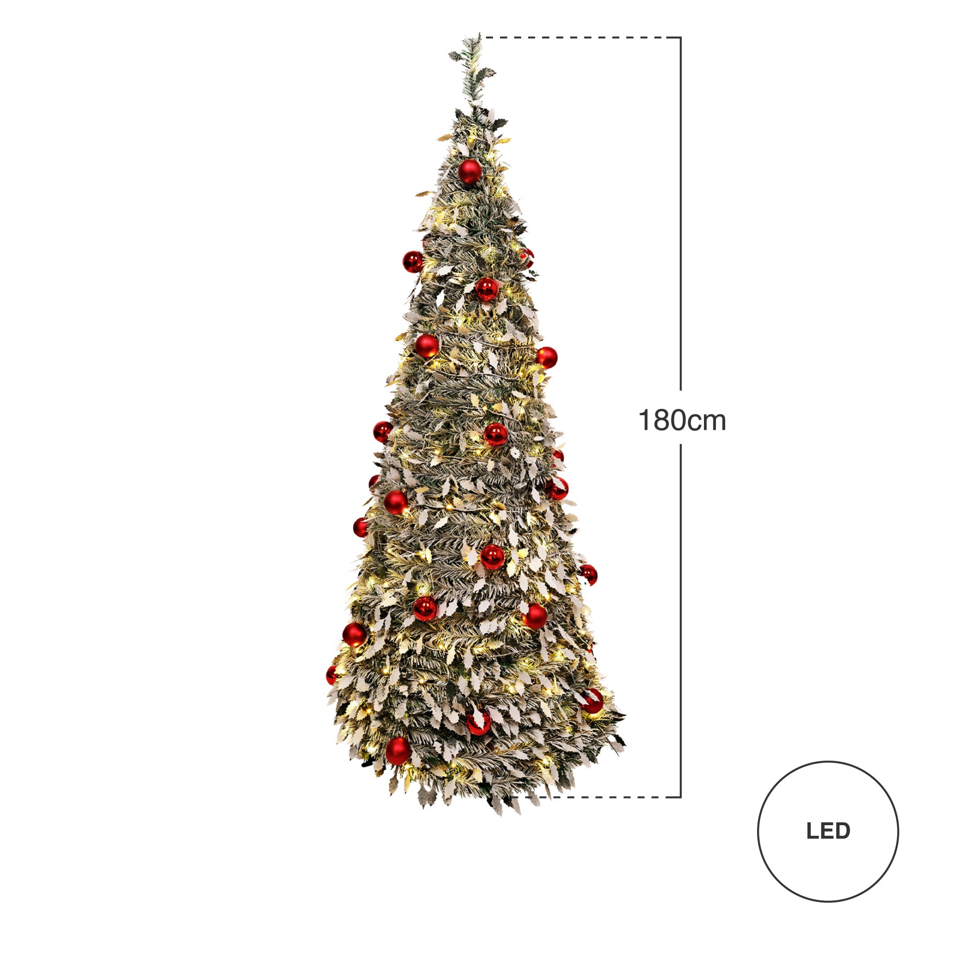 Árvore Natal Pop Up com Led Vermelho 180cm