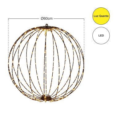 Bola Natal com 400 Led Luz Quente 60cm