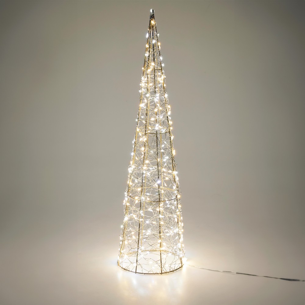 Cone Árvore Natal com Led Dourado 60cm