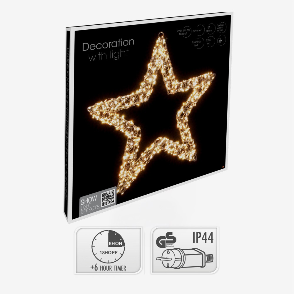 Estrela Natal Metal com Led 56cm