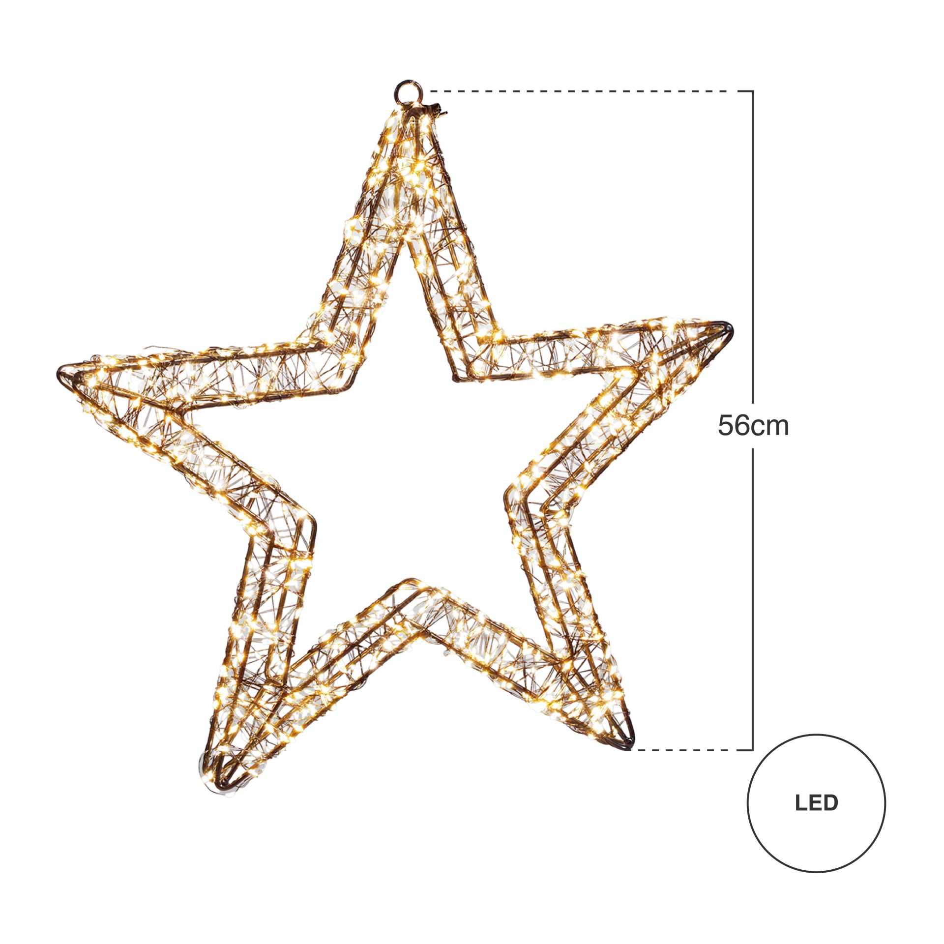 Estrela Natal Metal com Led 56cm