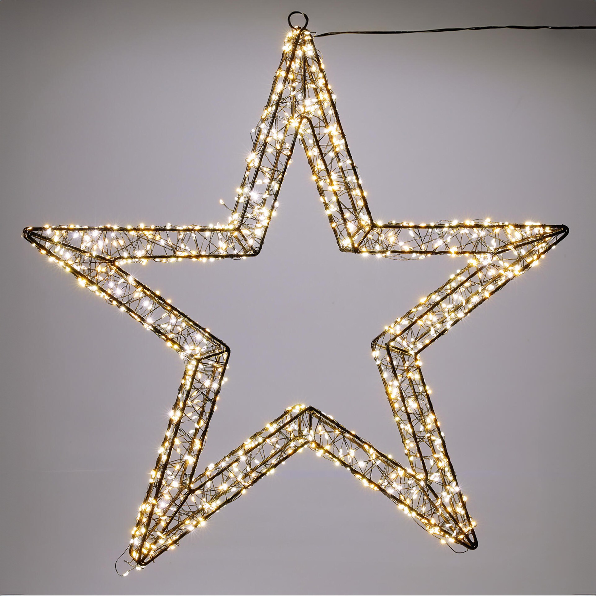 Estrela Natal Metal Preto com Led 76cm