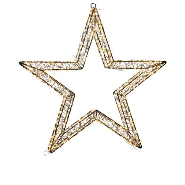 Estrela Natal Metal Preto com Led 76cm