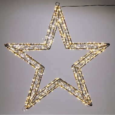 Estrela Natal Metal Preto com Led 76cm