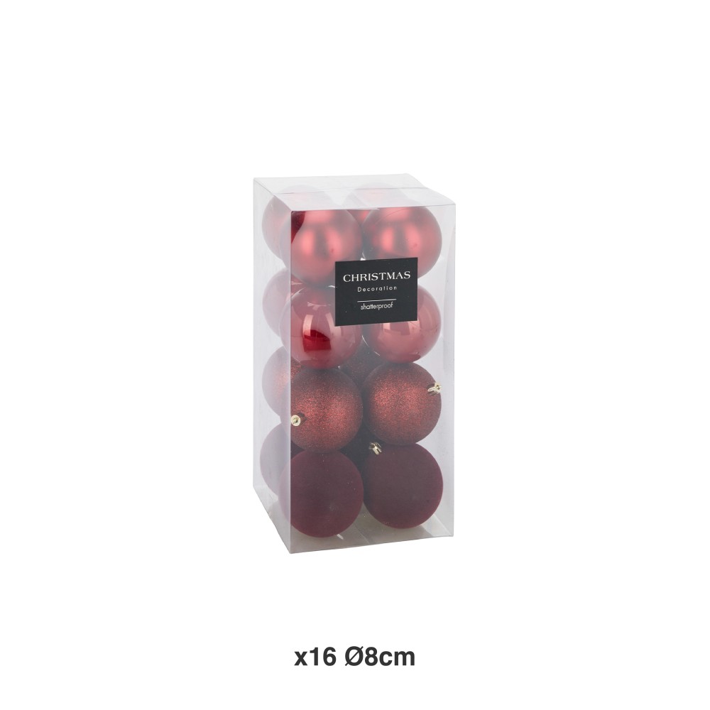 Bola Natal Vermelho �8cm Pack 16