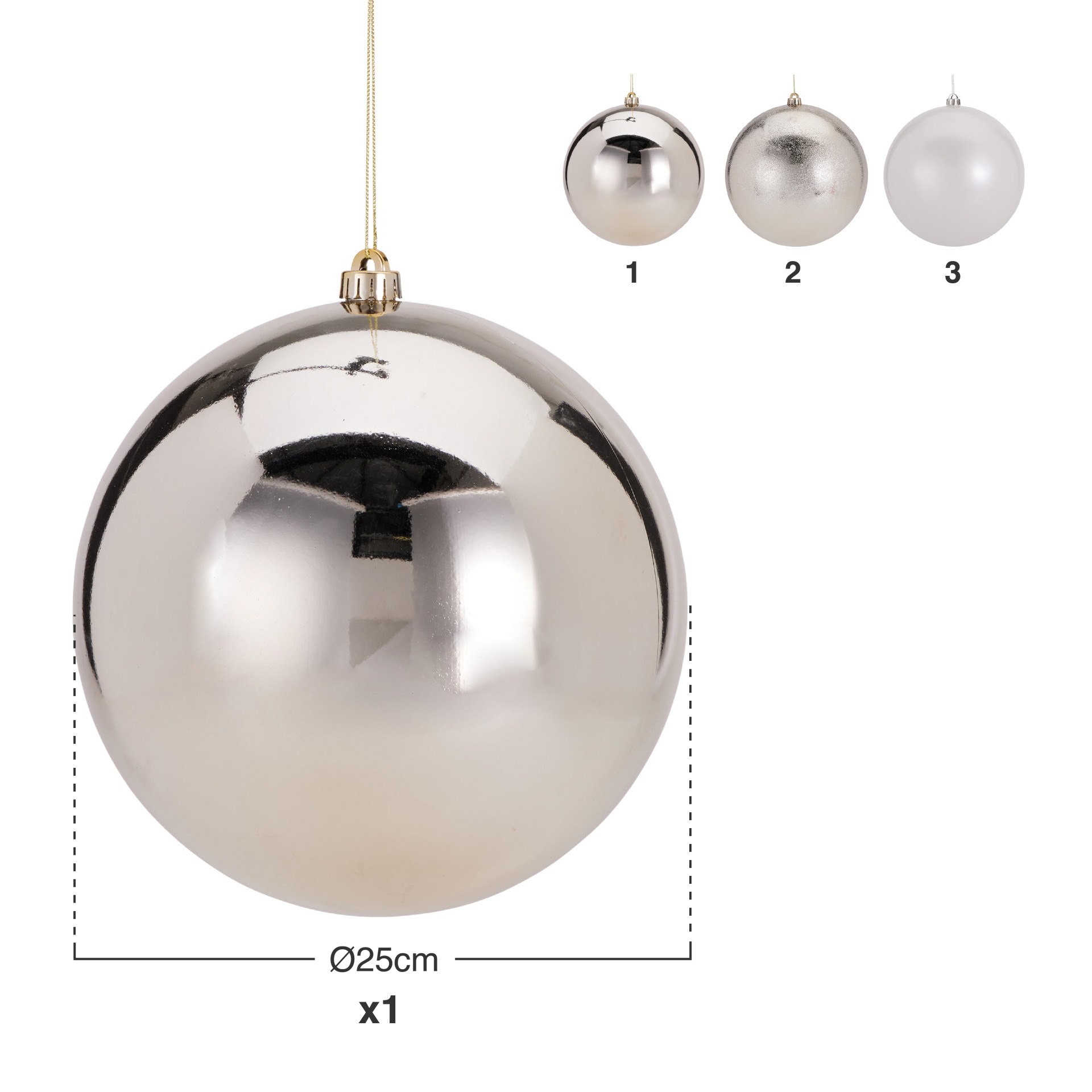 Bola Natal Sortido Branco Ø25cm