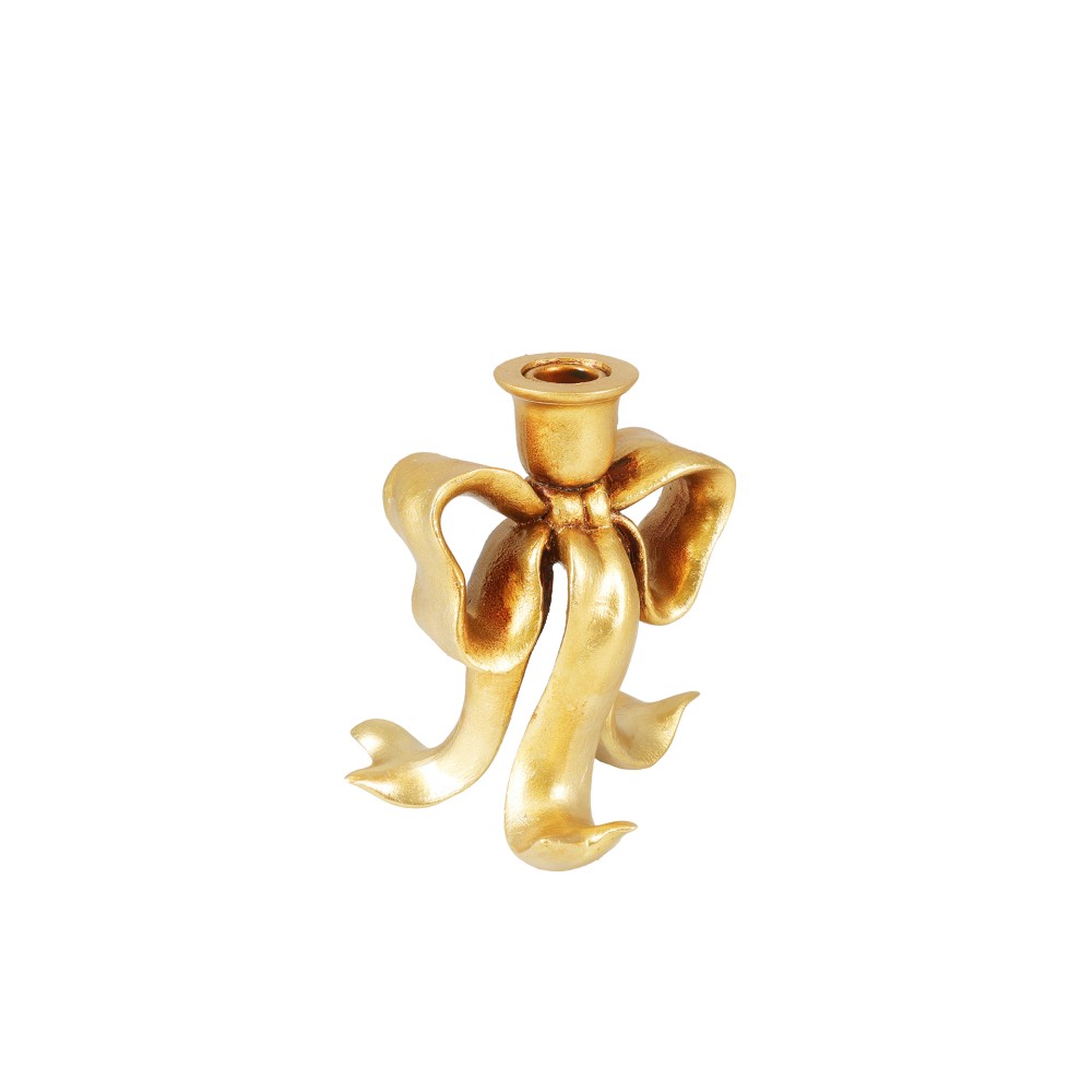 Castiçal Laço Dourado 17cm