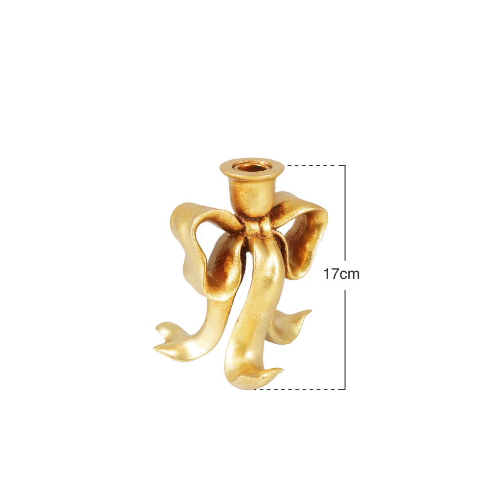 Castiçal Laço Dourado 17cm
