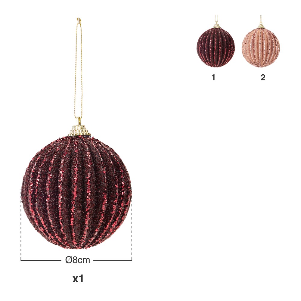 Bola Natal Rosa Sortido Ø8cm