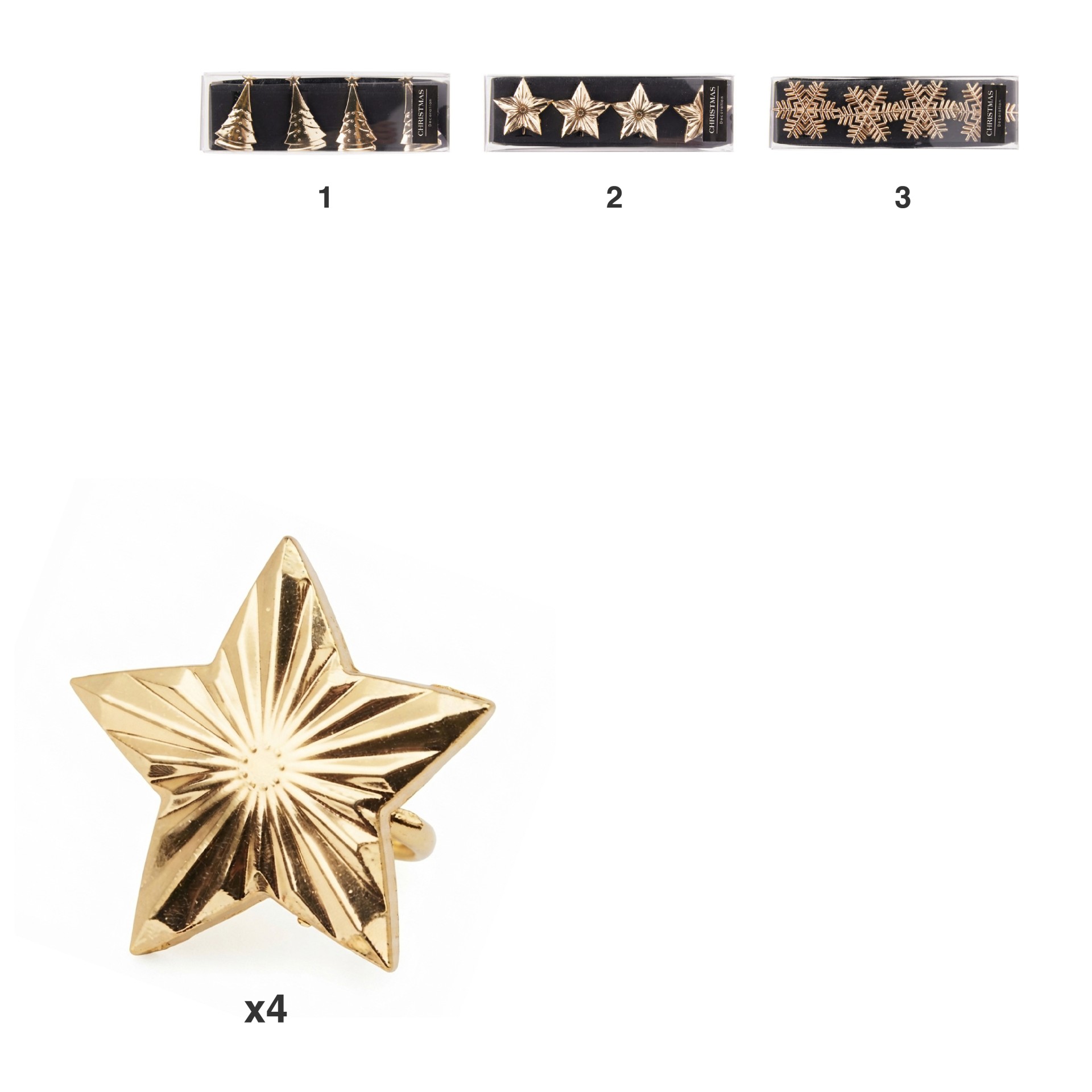 Argola Natal Sortido Dourado Pack 4