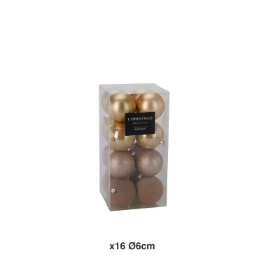 Bola Natal Dourado �6cm Pack 16
