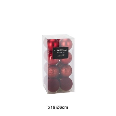 Bola Natal Vermelho Ø6cm Pack 16