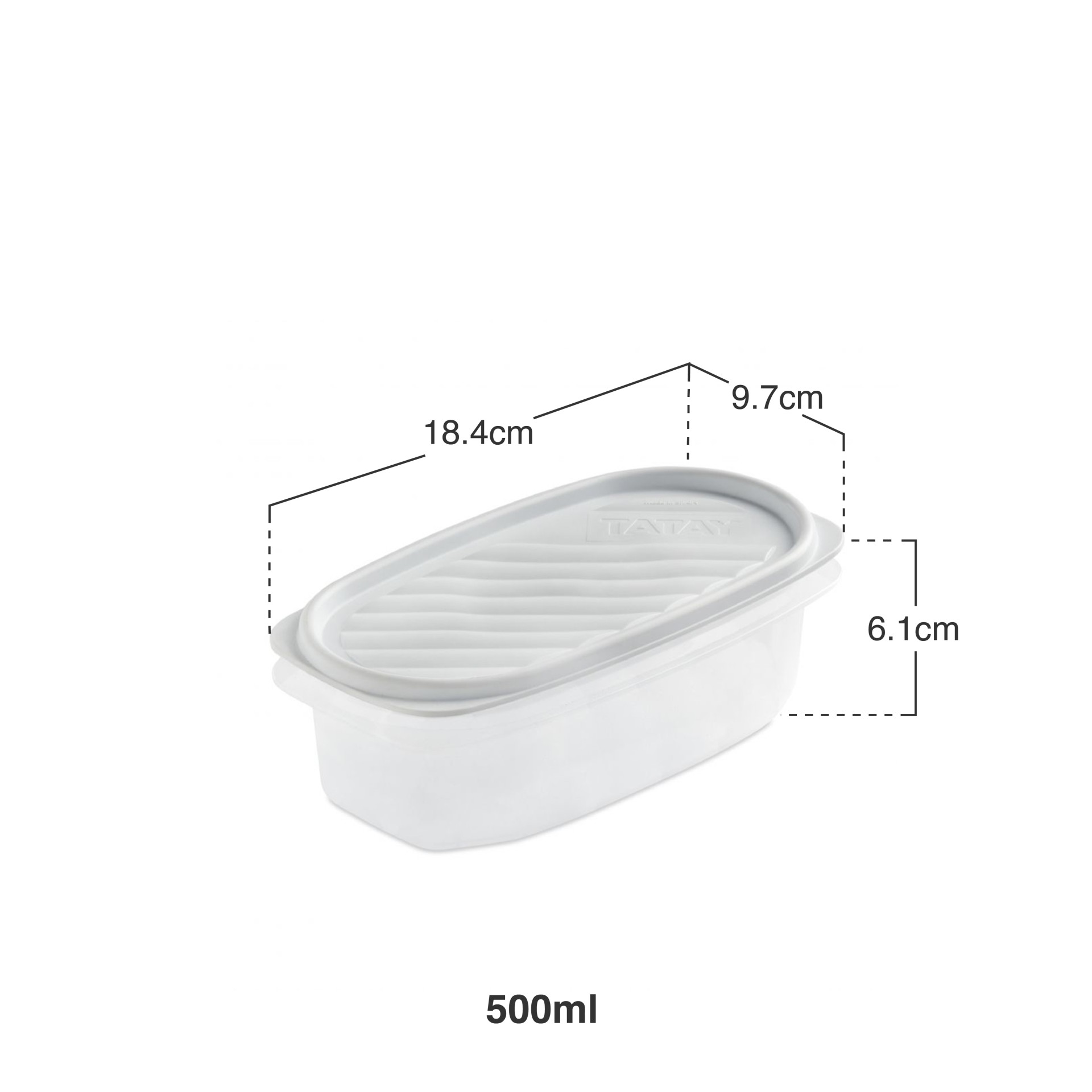 Caixa Hermética Tatay Flex Oval 500ml 18.4X9.7X6.1cm