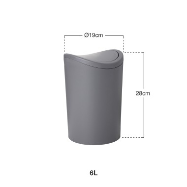 Balde Lixo com Tampa Basculante 6L 19X28cm