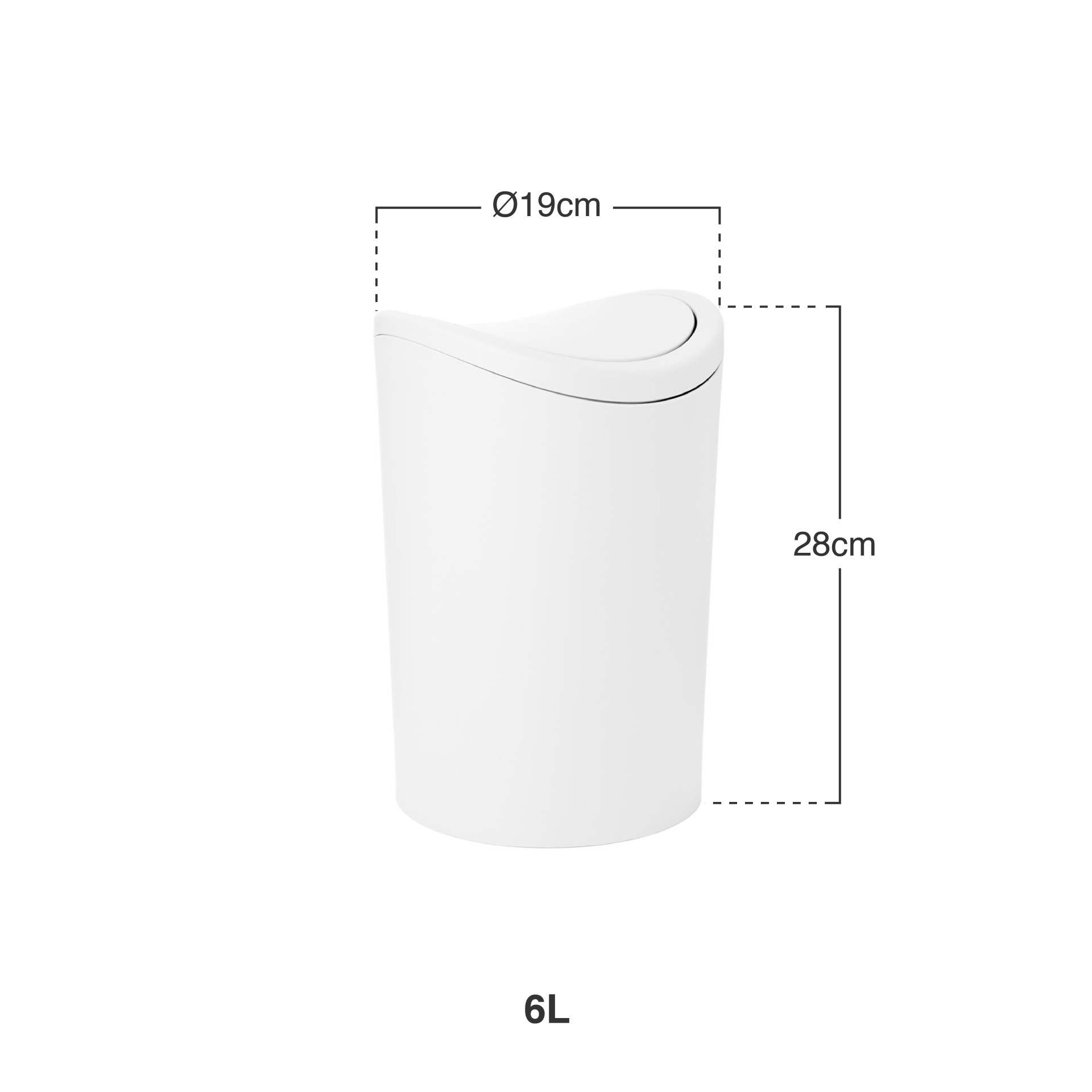 Balde Lixo com Tampa Basculante 6L 19X28cm