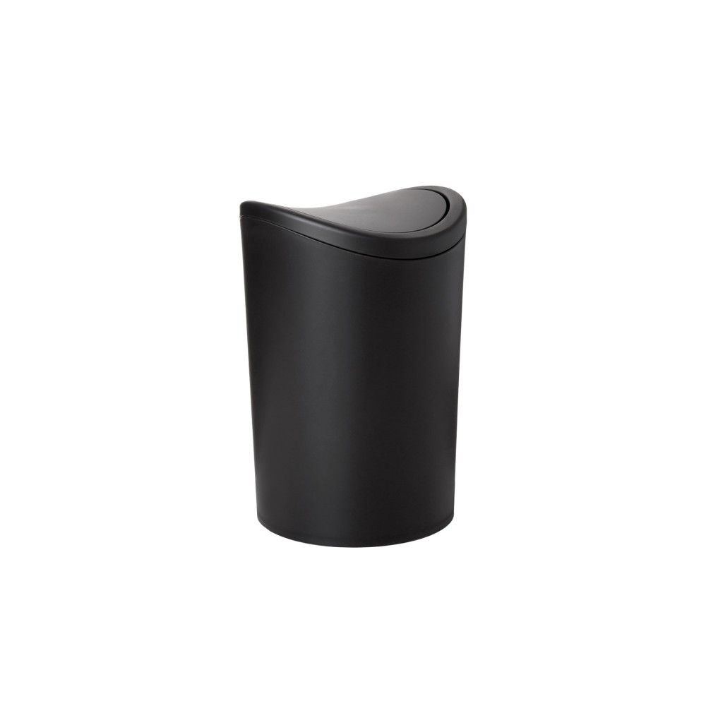 Balde WC com Tampa Basculante Standard Preto 6L 19X28cm