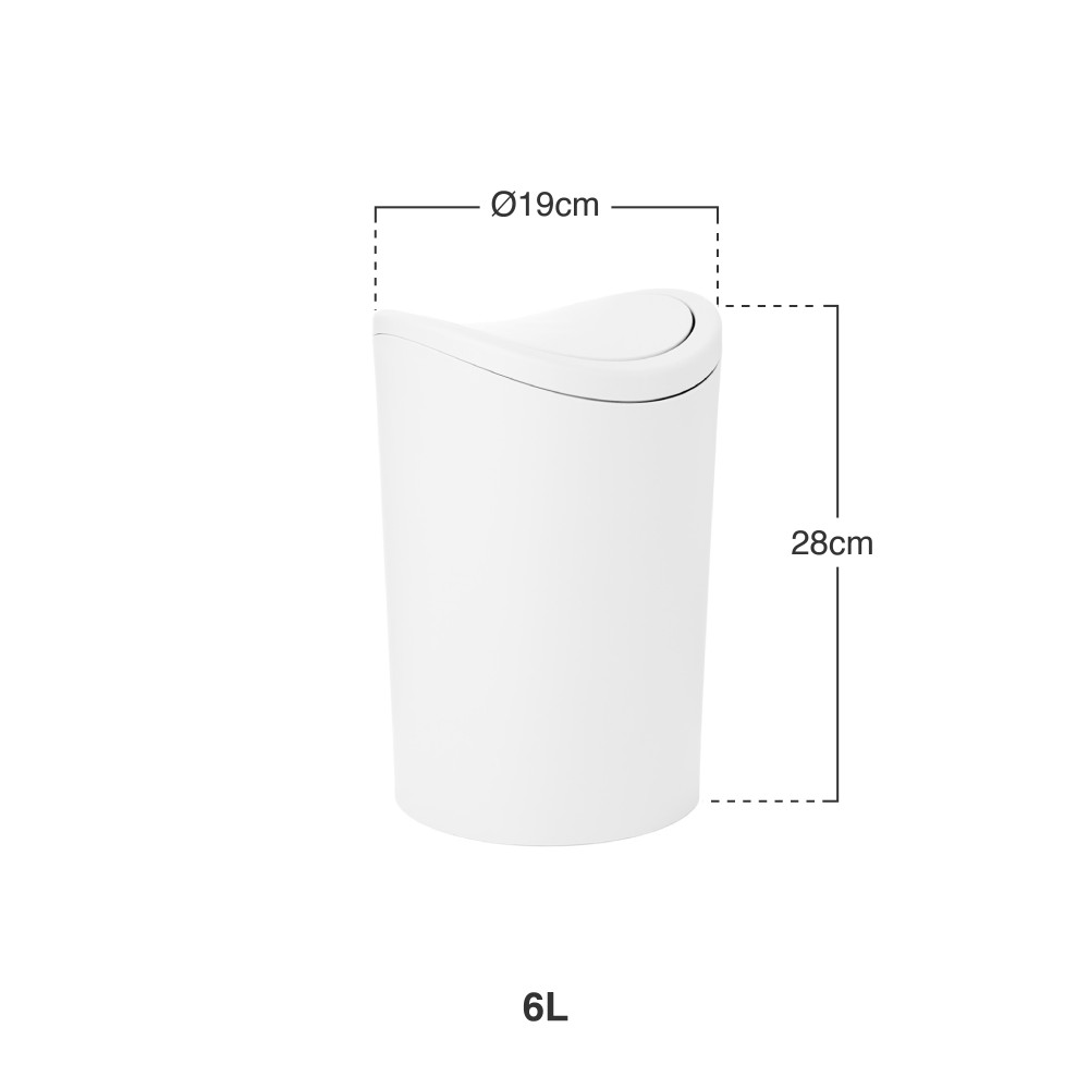 Balde Lixo com Tampa Basculante 6L 19X28cm