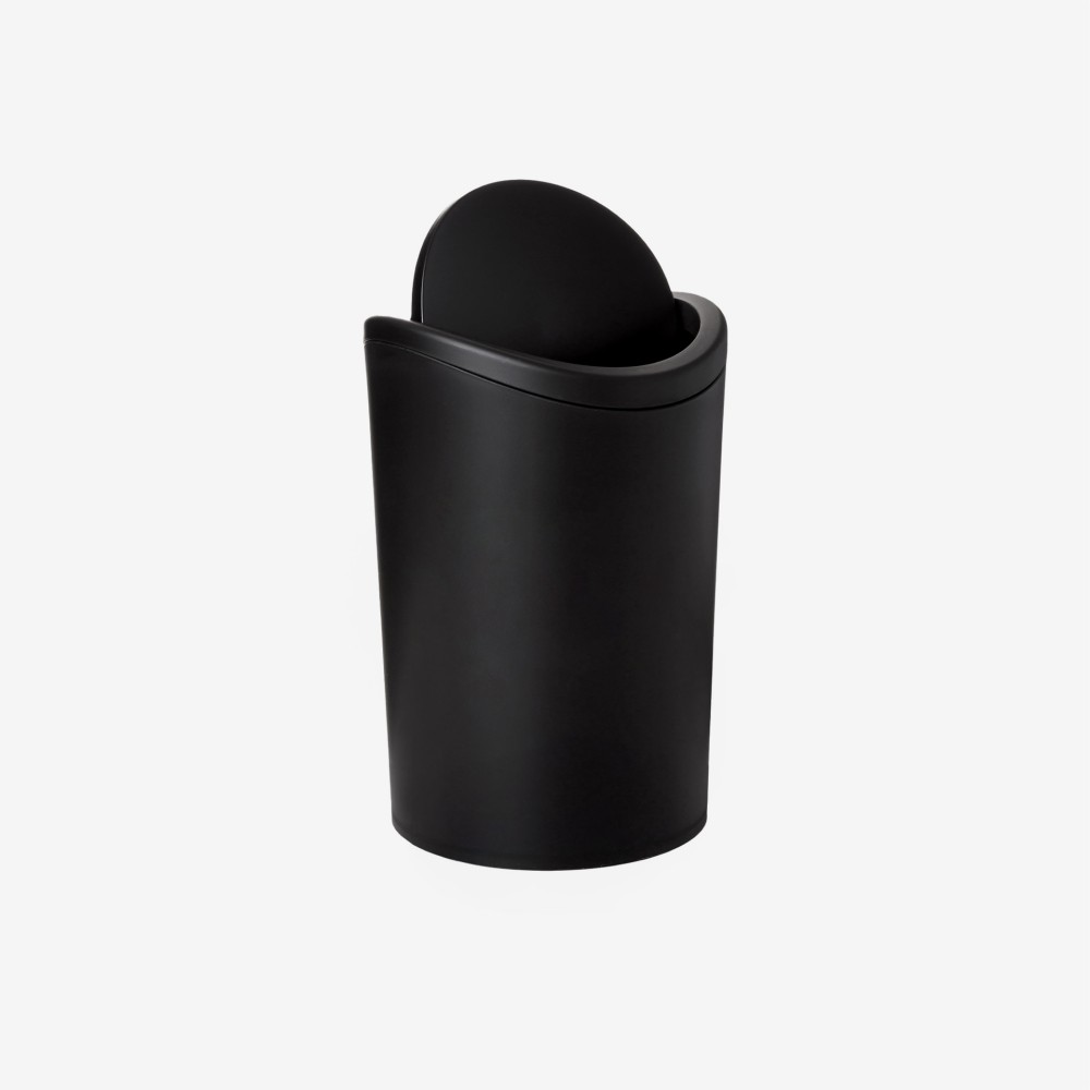 Balde WC com Tampa Basculante Standard Preto 6L 19X28cm