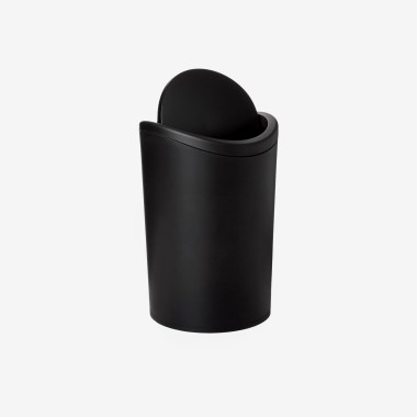 Balde WC com Tampa Basculante Standard Preto 6L 19X28cm