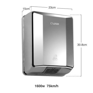 Secador Mãos Óptico Abs Elegance Cinza 1600W 30.8X15X23cm
