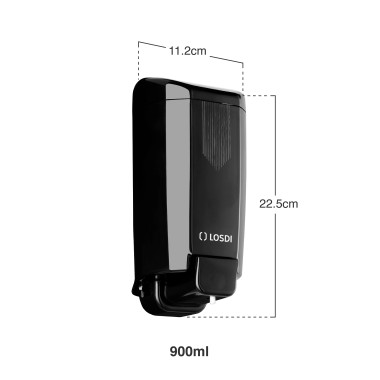 Doseador Sabonete Líquido Abs Sydney Preto 900ml 11.2X9X22.5cm