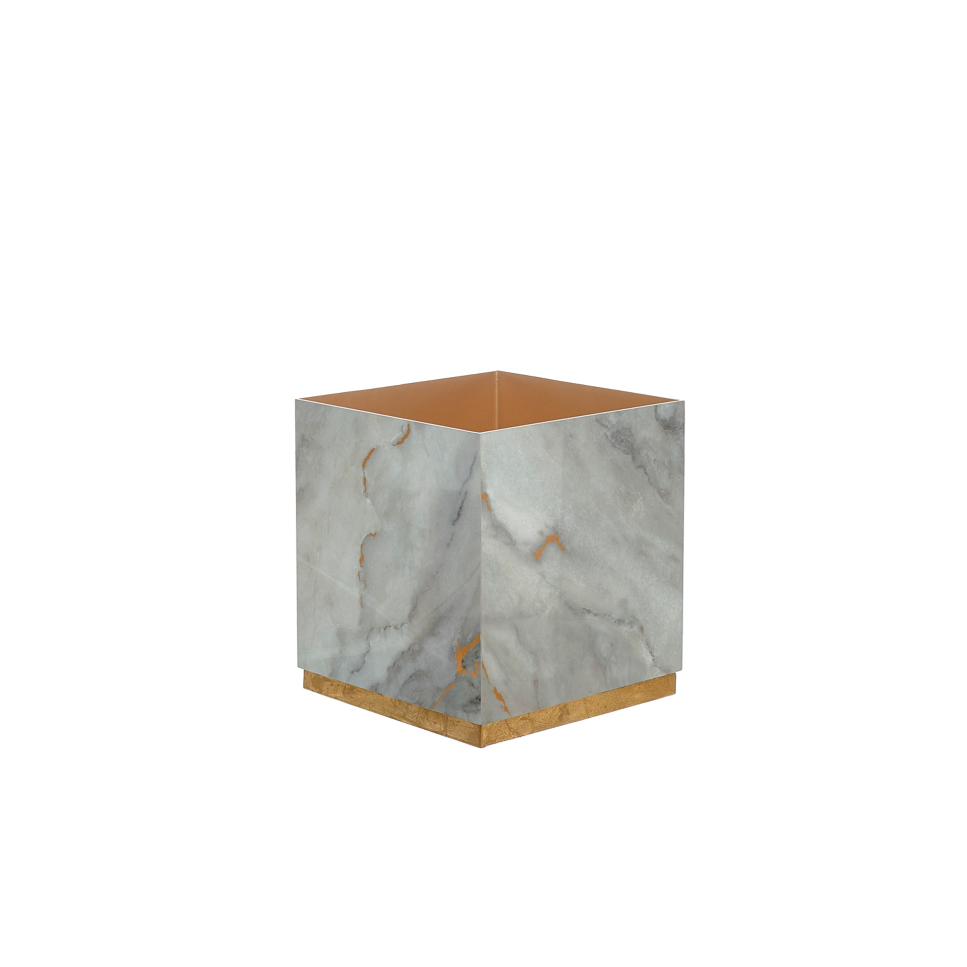 Vaso Fibra Base Ouro 35X35X39cm