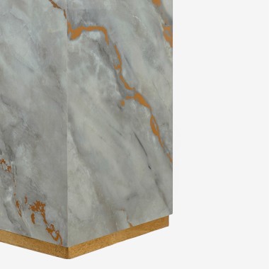 Vaso Fibra Base Ouro 35X35X64cm