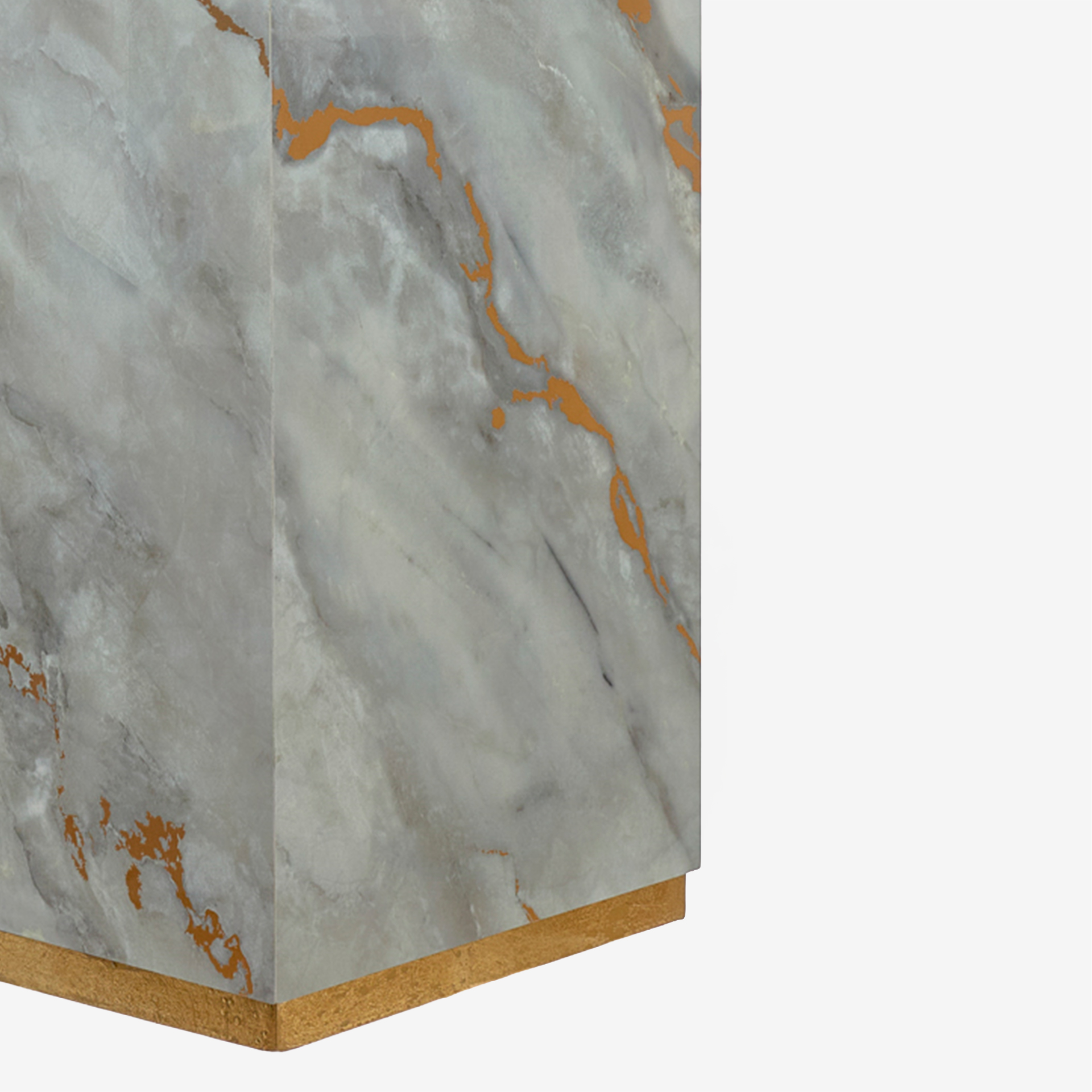 Vaso Fibra Base Ouro 35X35X64cm