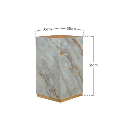 Vaso Fibra Base Ouro 35X35X64cm