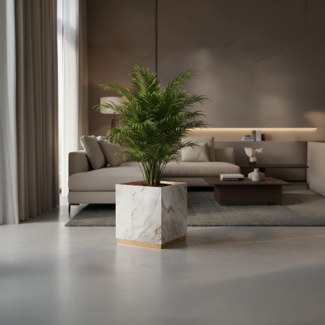 Vaso Fibra Base Ouro 35X35X39cm - Image product
