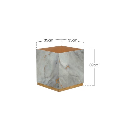 Vaso Fibra Base Ouro 35X35X39cm