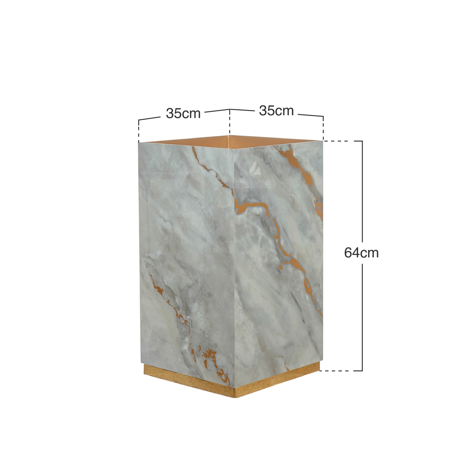 Vaso Fibra Base Ouro 35X35X64cm