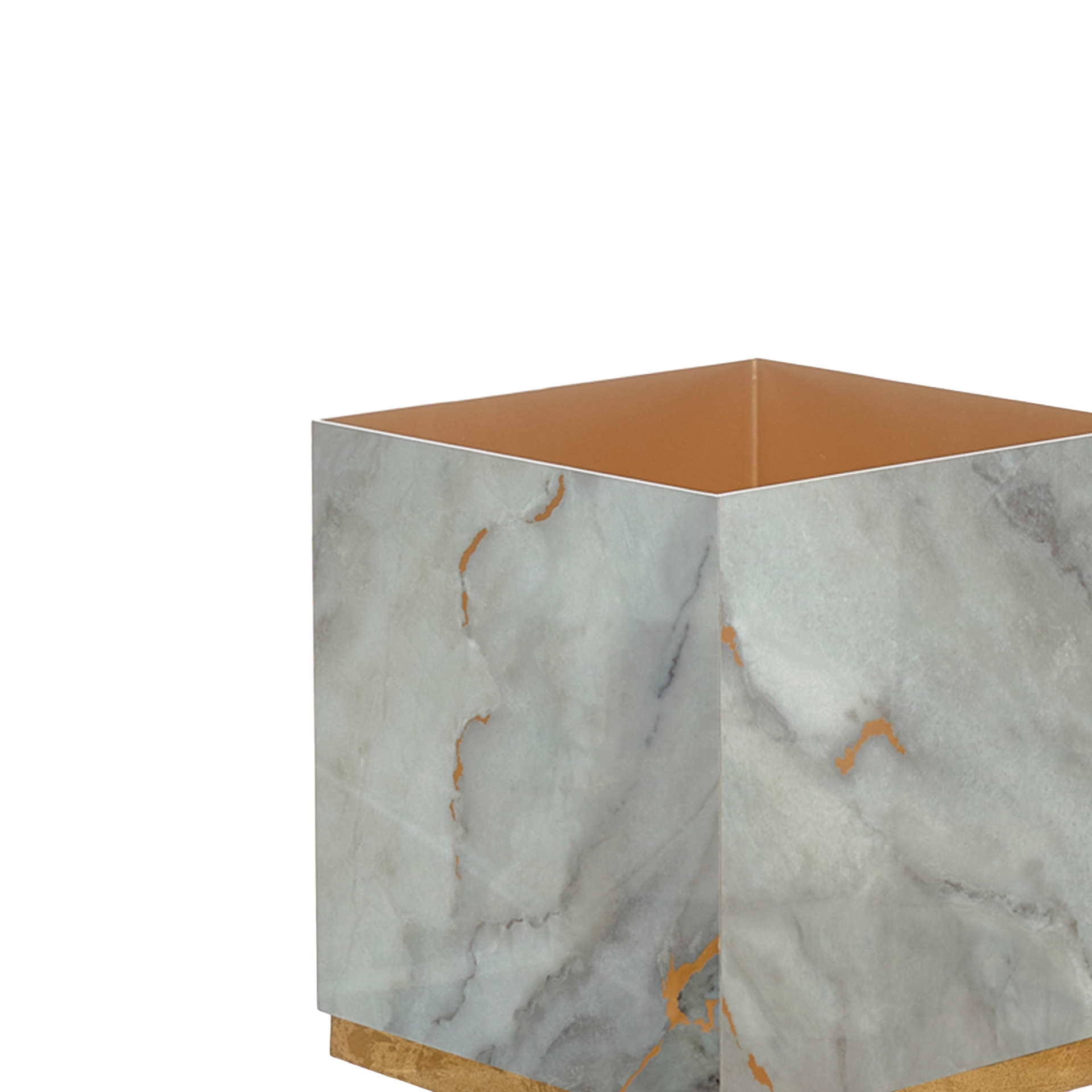 Vaso Fibra Base Ouro 35X35X39cm