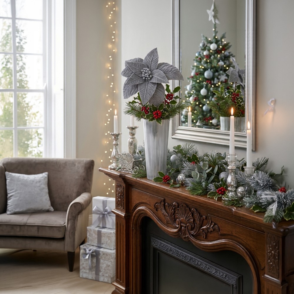 Haste Poinsetia Veludo 65cm