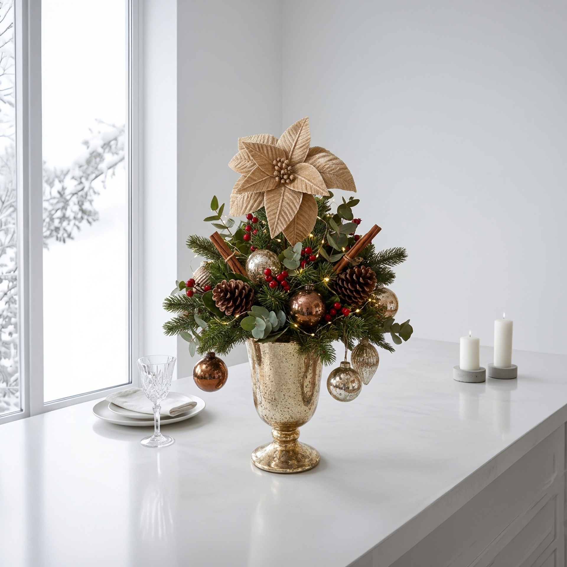 Haste Poinsetia Veludo 65cm