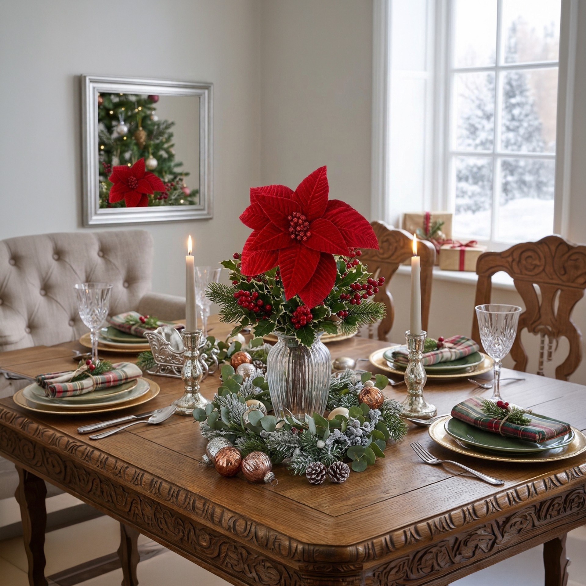 Haste Poinsetia Veludo 65cm