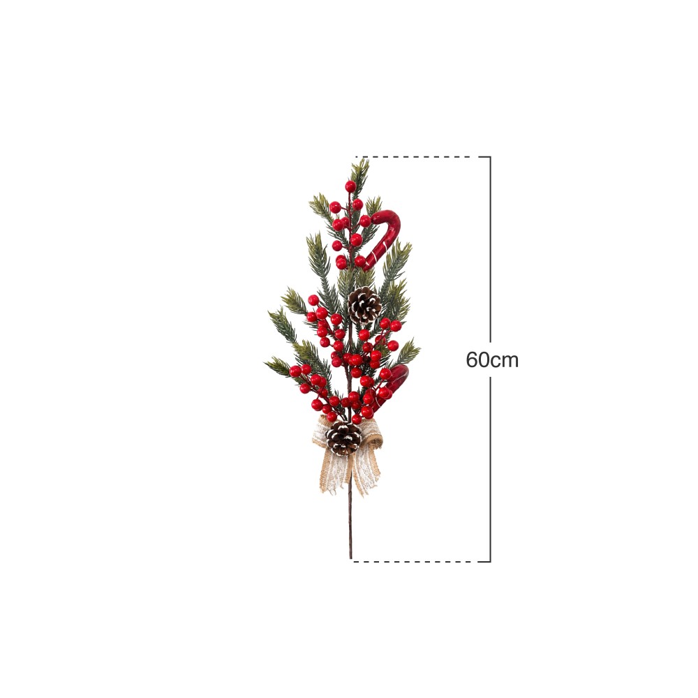 Haste Nevada Pinho com Bagas com Pinhas 60cm